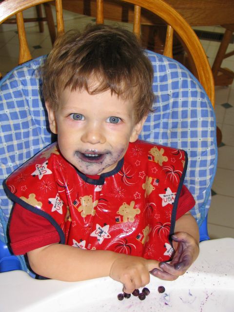 J.D. eating blueberries