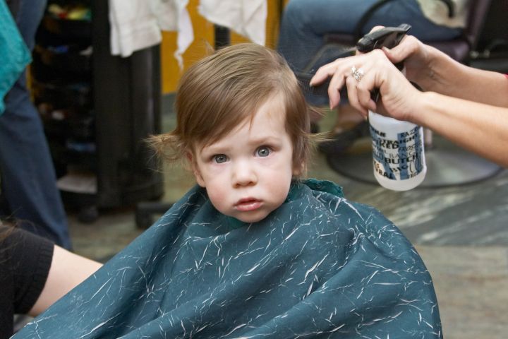 J.D. at his first haircut